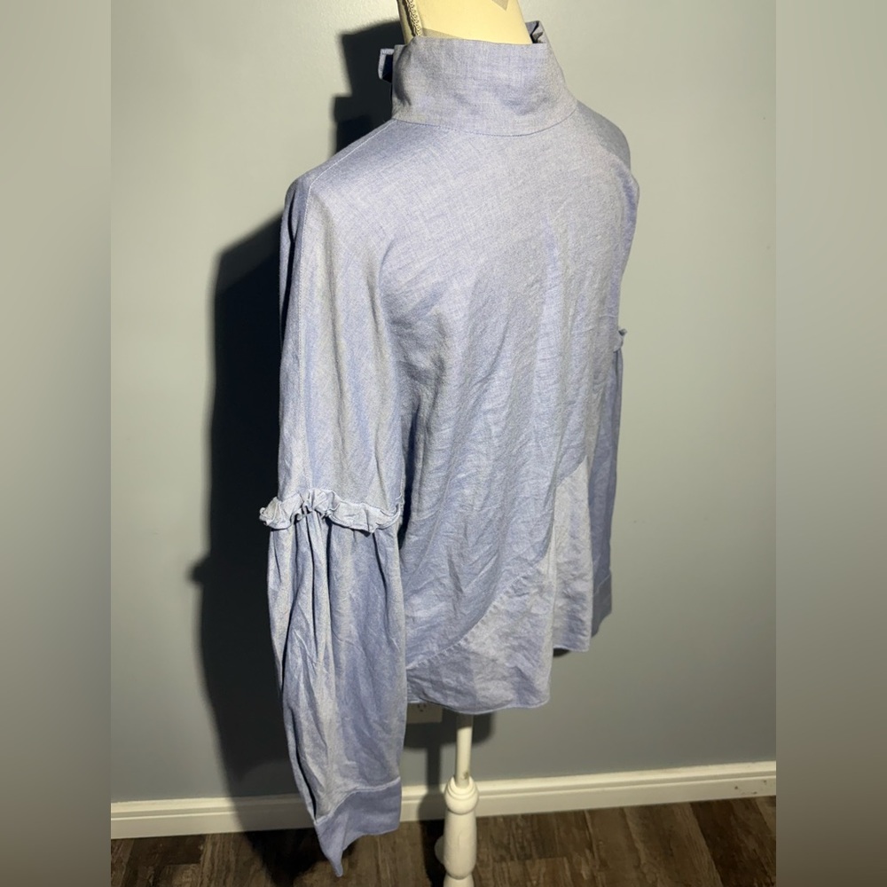 Tibi Light Blue Ruffled‎ Button Down Shirt - Picture 3 of 13